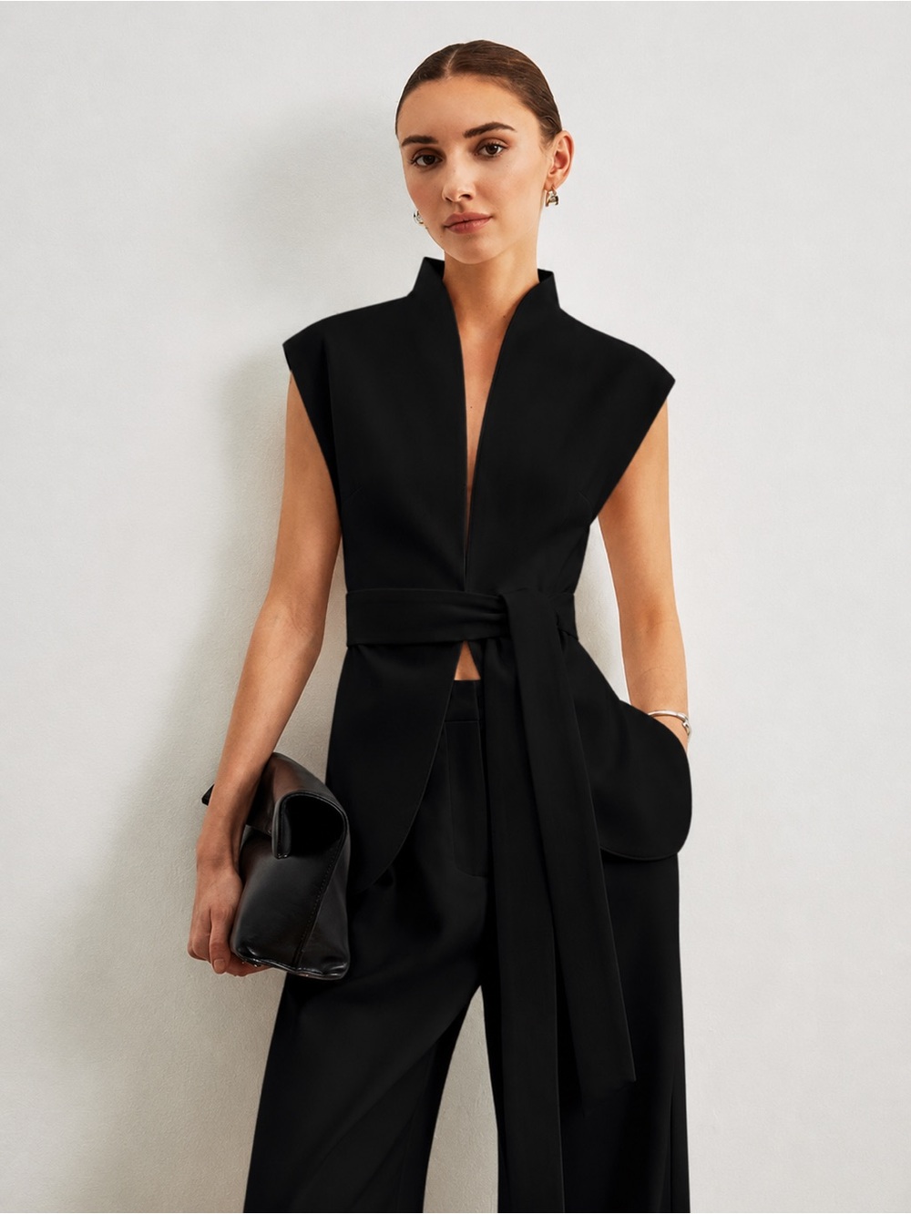 Commense Belted Peplum Top - Picture 4 of 4